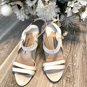 White Manolo Blahnik Sandal Heels